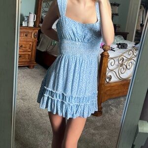 Sweet Pot Blue Floral Ruffle Mini Dress Size 10